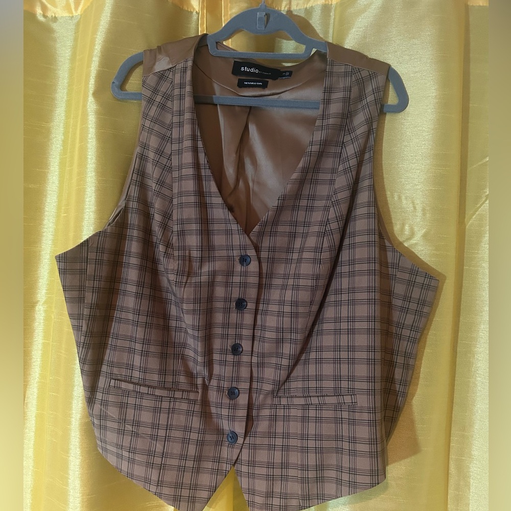 Torrid Beige Plaid Vest